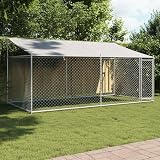 Eleganz Hundezwinger aus verzinktem Stahl 4x2x2 m mit Dach und Tür – Robuster und wetterfester Auslauf für Hunde im Garten