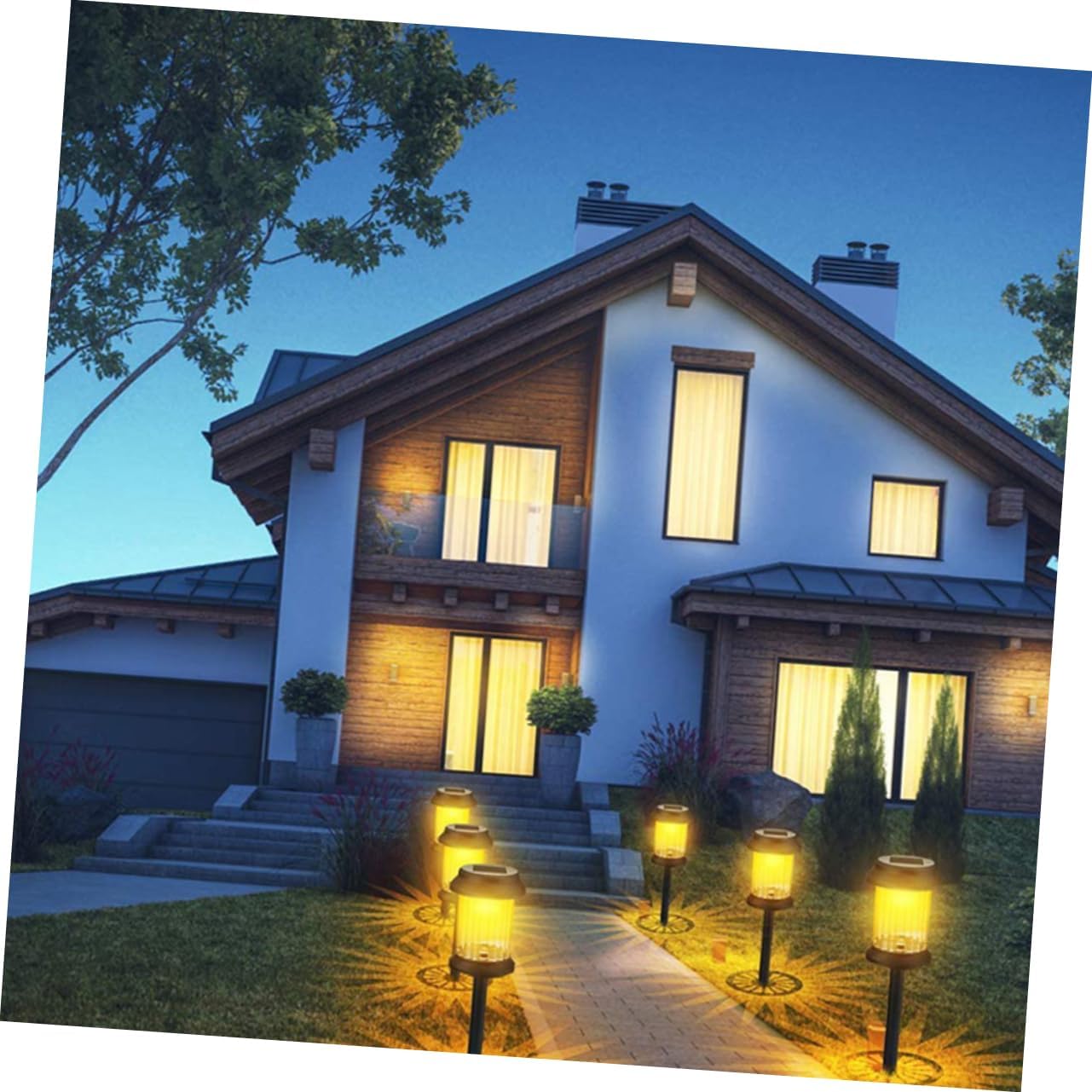 Angoily 6pcs Solar Outdoor Lawn Lights Led Decorative Ground Stake Lamps for Gardens Patios Walkways and Courtyards Auto Charging Unique Design
