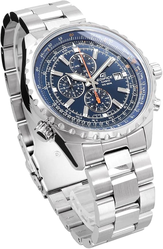 Edifice EF-527D-2AV Men's Watch, Chronograph, Circular Calculator Function, Blue