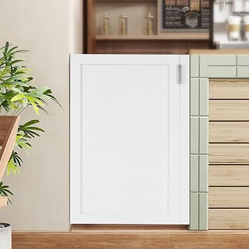 Single Wood Cafe Door Swinging Door, Wood Saloon Door Half Door for Interior Entrance Partition, Swinging Doors for Kitchen Partition Doorways Bar Includes Hinges White-A, 23.6x35.4in