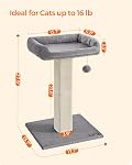 Feandrea Cat Scratching Post, Cat Scratcher with Top Perch Bed, Fully Woven Sisal Covered Scratcher Post, Pompom, Removable Washable Cover, Light Gray UPCA022W01