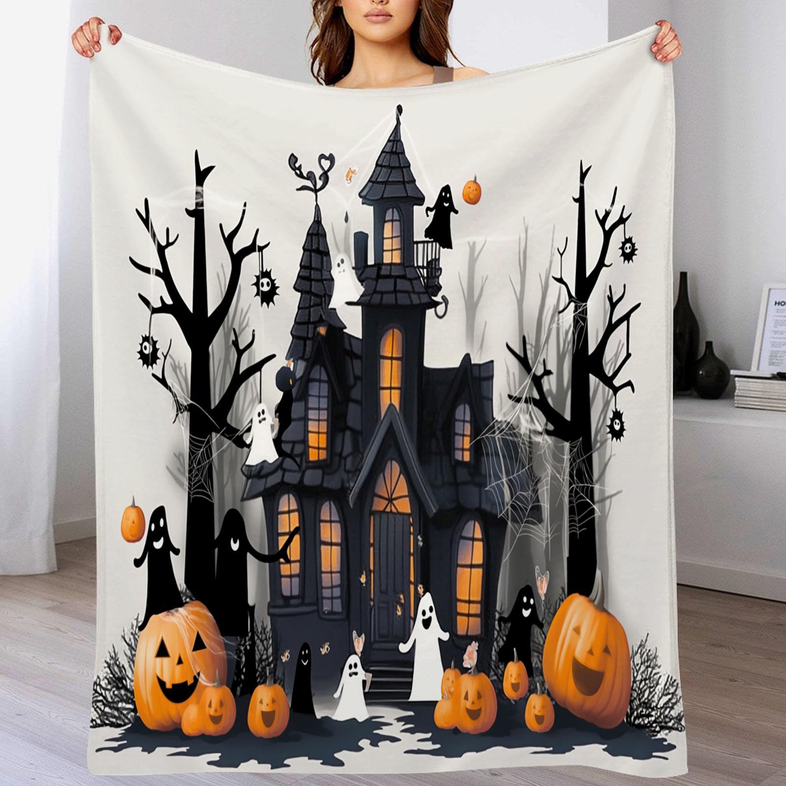 Jete de canape Halloween plaid flanelle 150x200cm pour lit et voyage