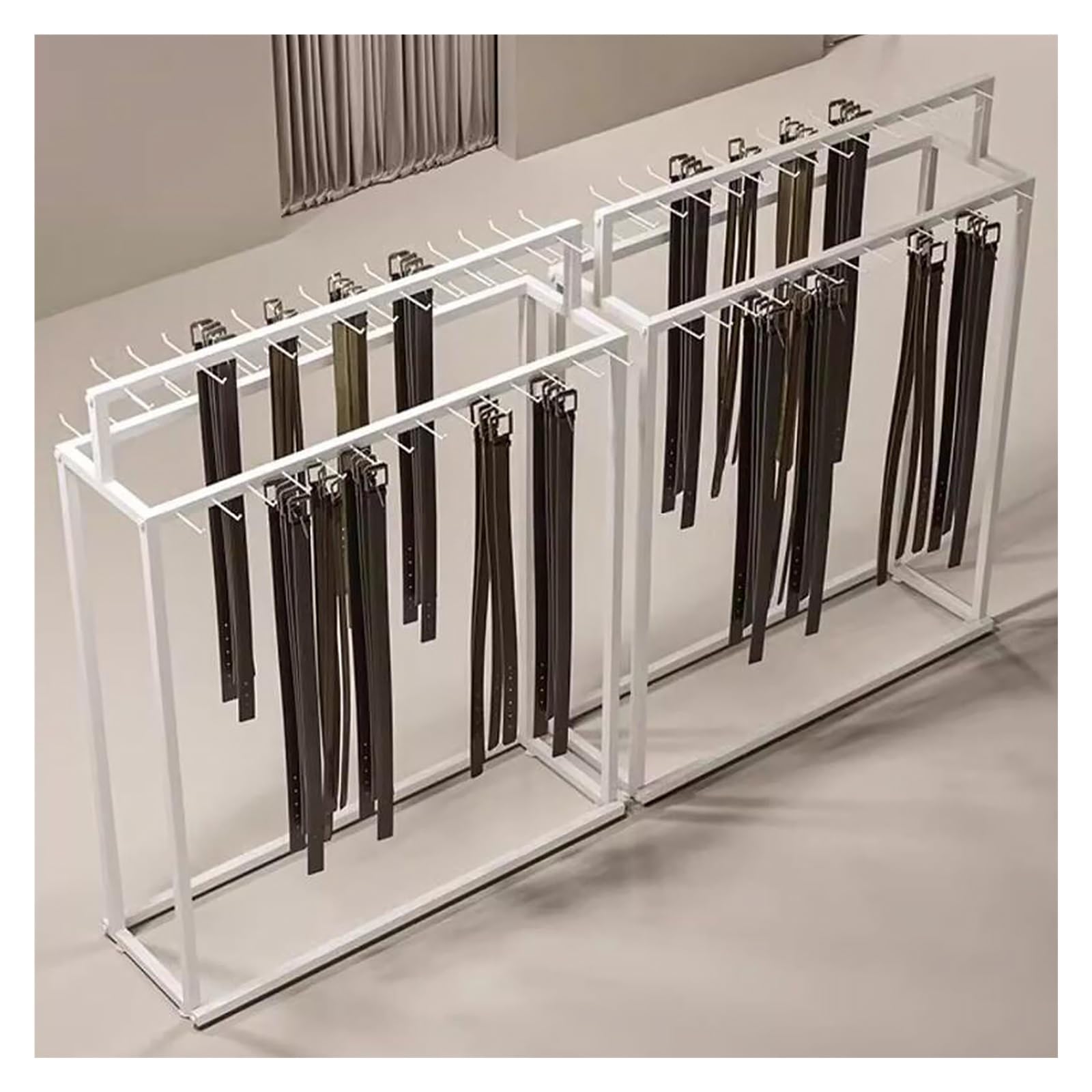 Stehender Ständer für Gürtel, Organizer mit abnehmbaren Haken, für den Einzelhandel, Krawatten/Taschen/Schranksocken für Herren, doppelseitig,