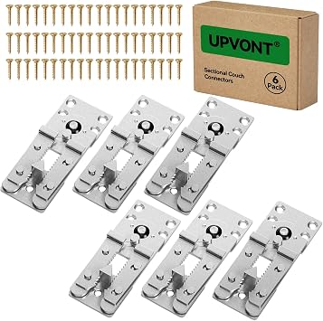 Sectional Couch Connectors, Thickened Interlocking Alligator Couch Connectors to Make Sectional Stay 6 Pack+60 Screws