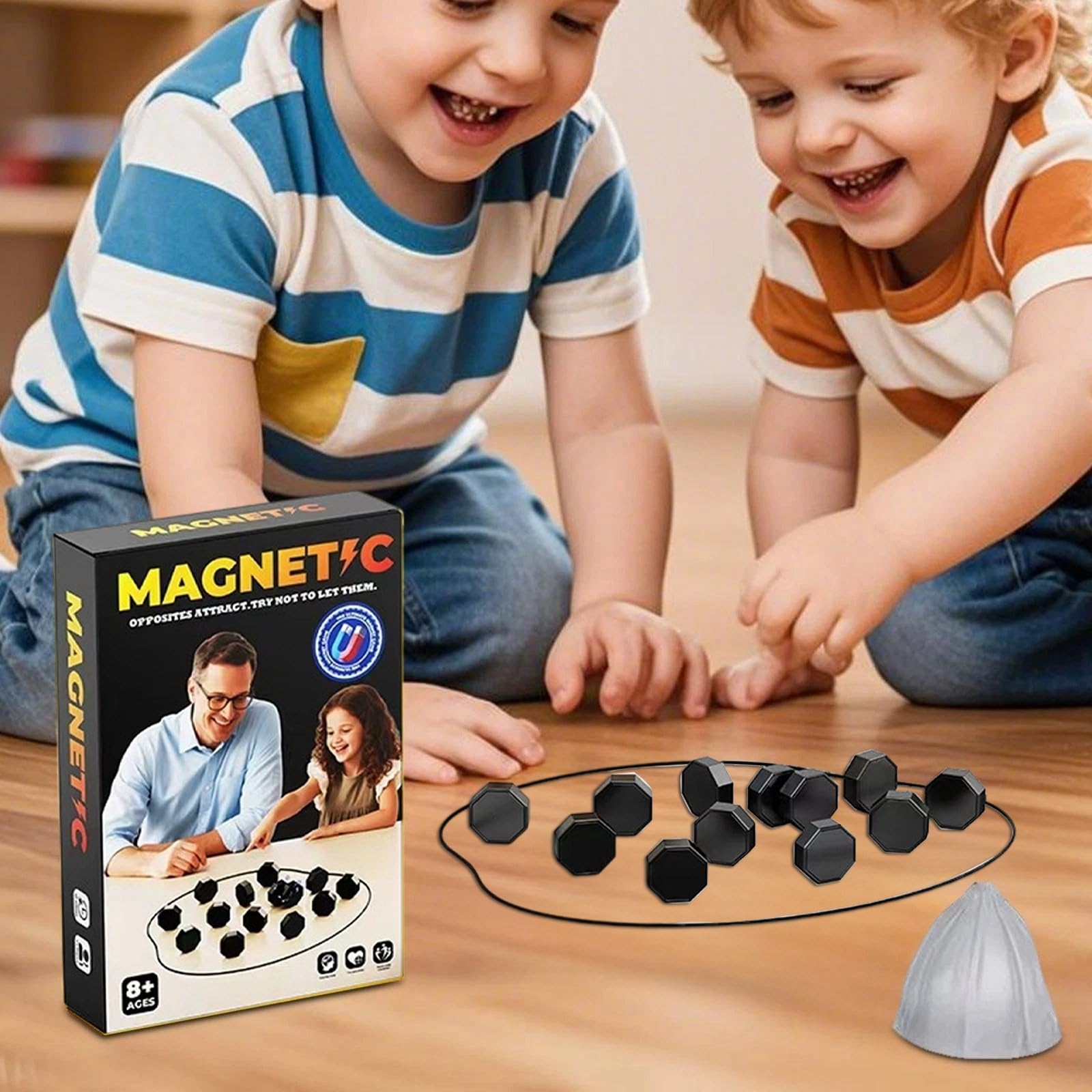 Juego de ajedrez magnético portátil con imán para viajes y camping. Con 20-40 piedras magnéticas como regalo para niños de 9 a 14 años. Incluye rompecabezas Checkers juego en formas geométricas.
