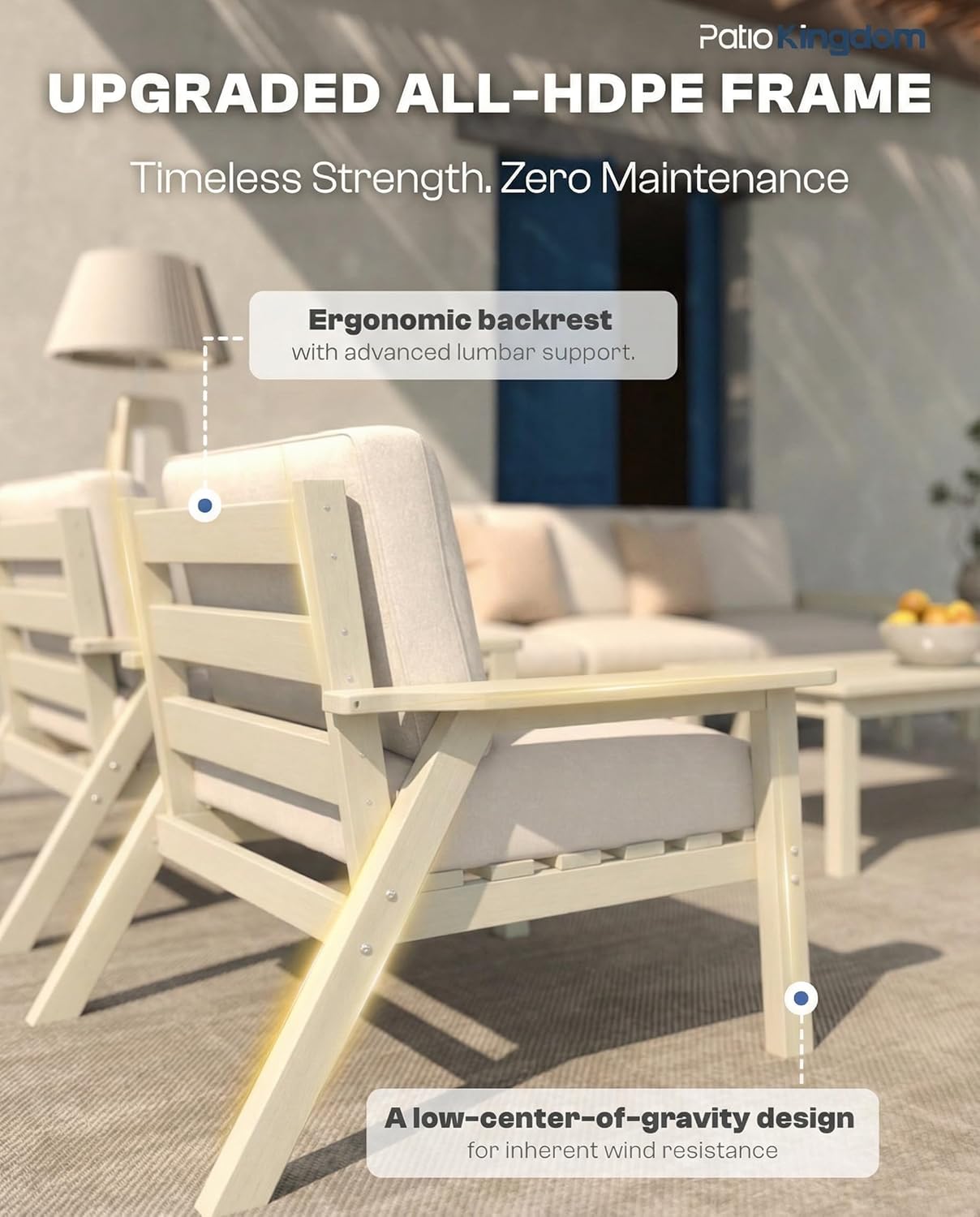 10 Piece Outdoor Patio Furniture Set, Outdoor Couch with Washable Thick Beige Cushions, Coffee Table & Side Table, Patio Conversation Sets for Lawn, Garden, Porch, Balcony (White Frame)