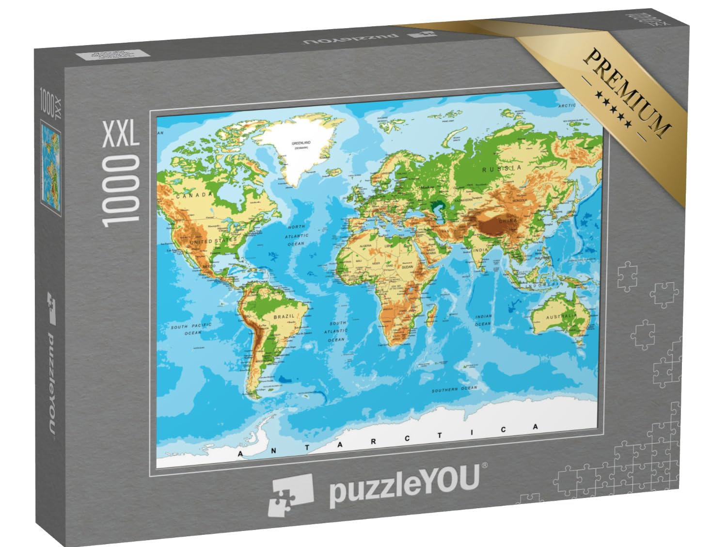 Puzzle 1000 pièces XXL « Carte du Monde Physique »