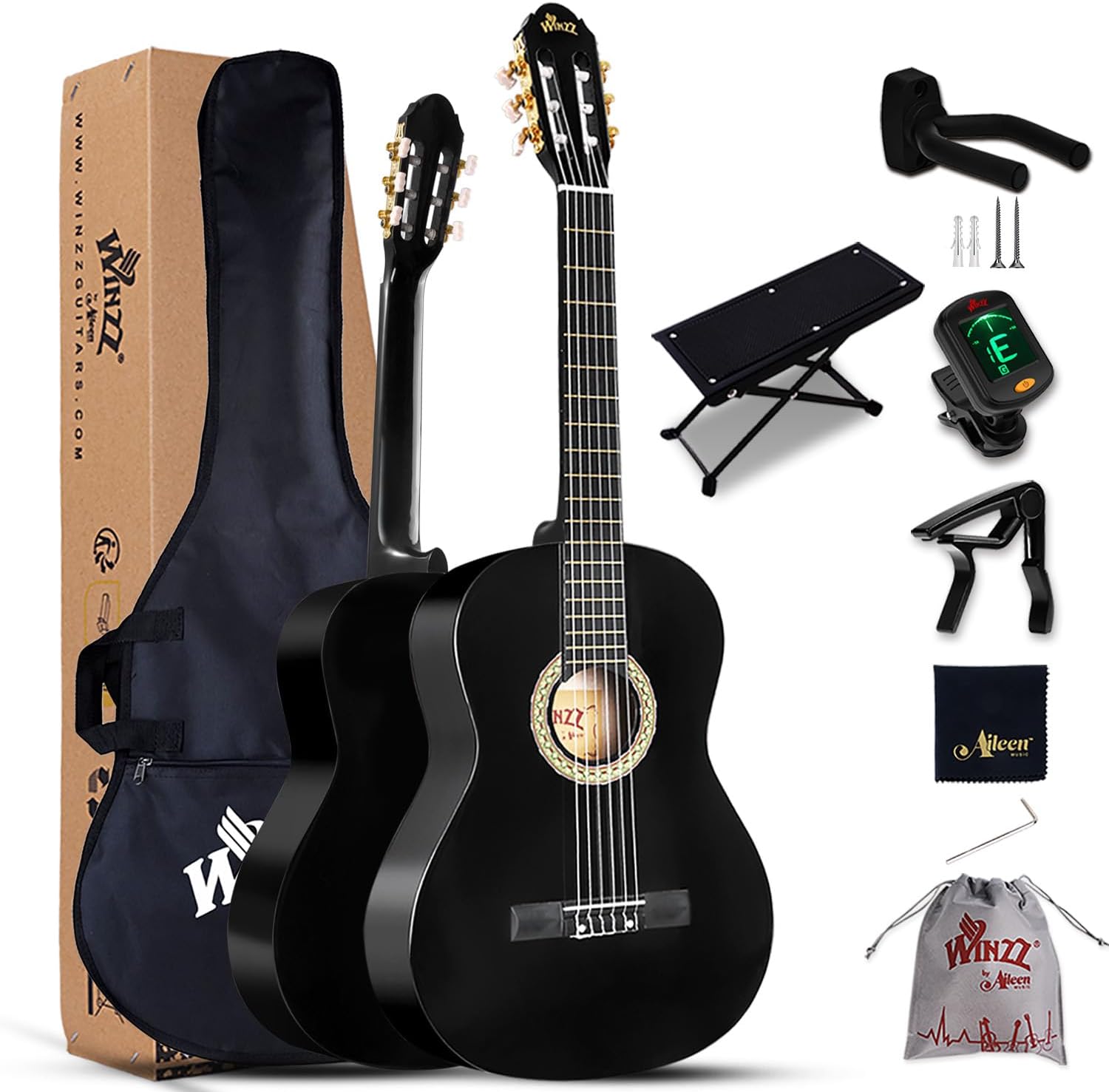 AMROVA Pack Guitare Classique 4/4 (Adulte) Support Guitare + Repose