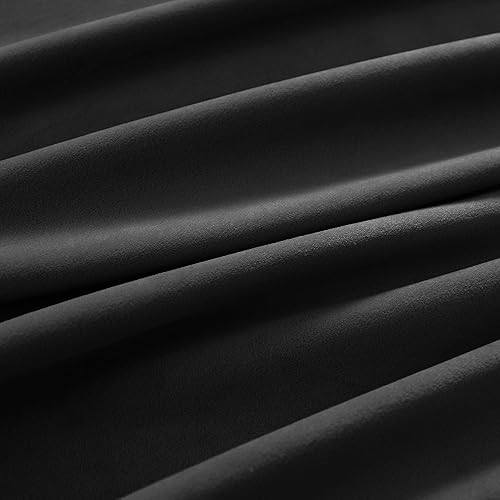 Miniatura 7 de nannowang - Cortinas opacas de terciopelo negro de 84 pulgadas de largo con bloqueo de luz y bolsillo para barra, paneles de cortina para ventana,