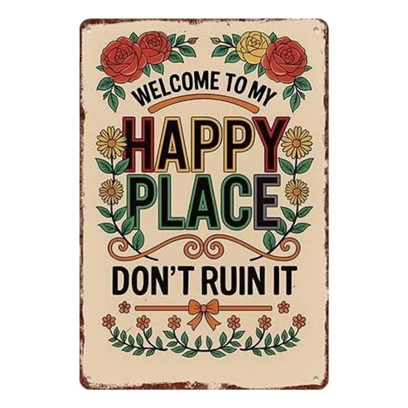 Cartel de metal de bienvenida para crear un hogar cálido con estilo vintage floral