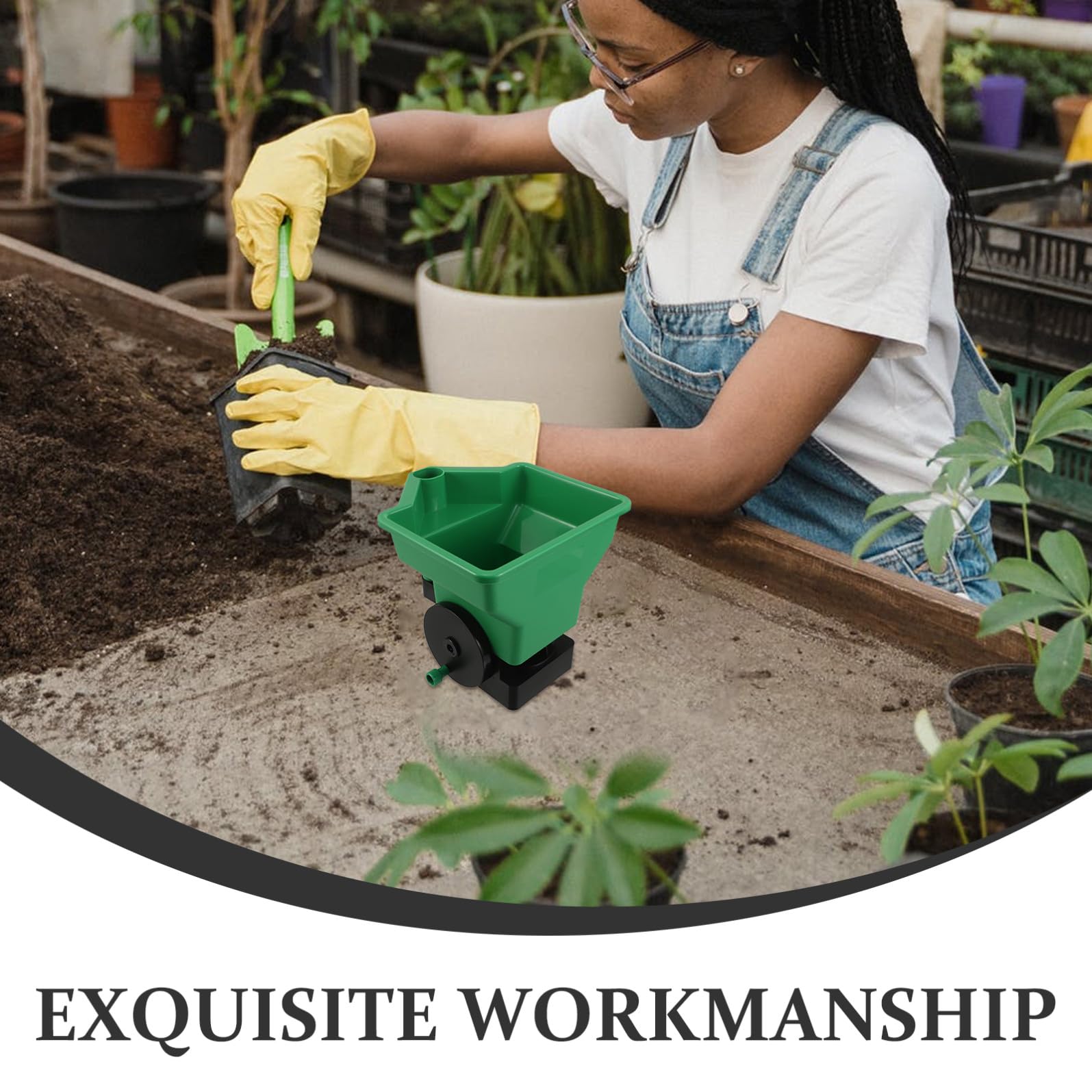 YARNOW Seminatrice Manuale Portatile per Giardinaggio, Spandiconcime Piccolo in Plastica Resistente Regolazione Larghezza e Densità, Strumento per Piantare Piantine e Cura Prato