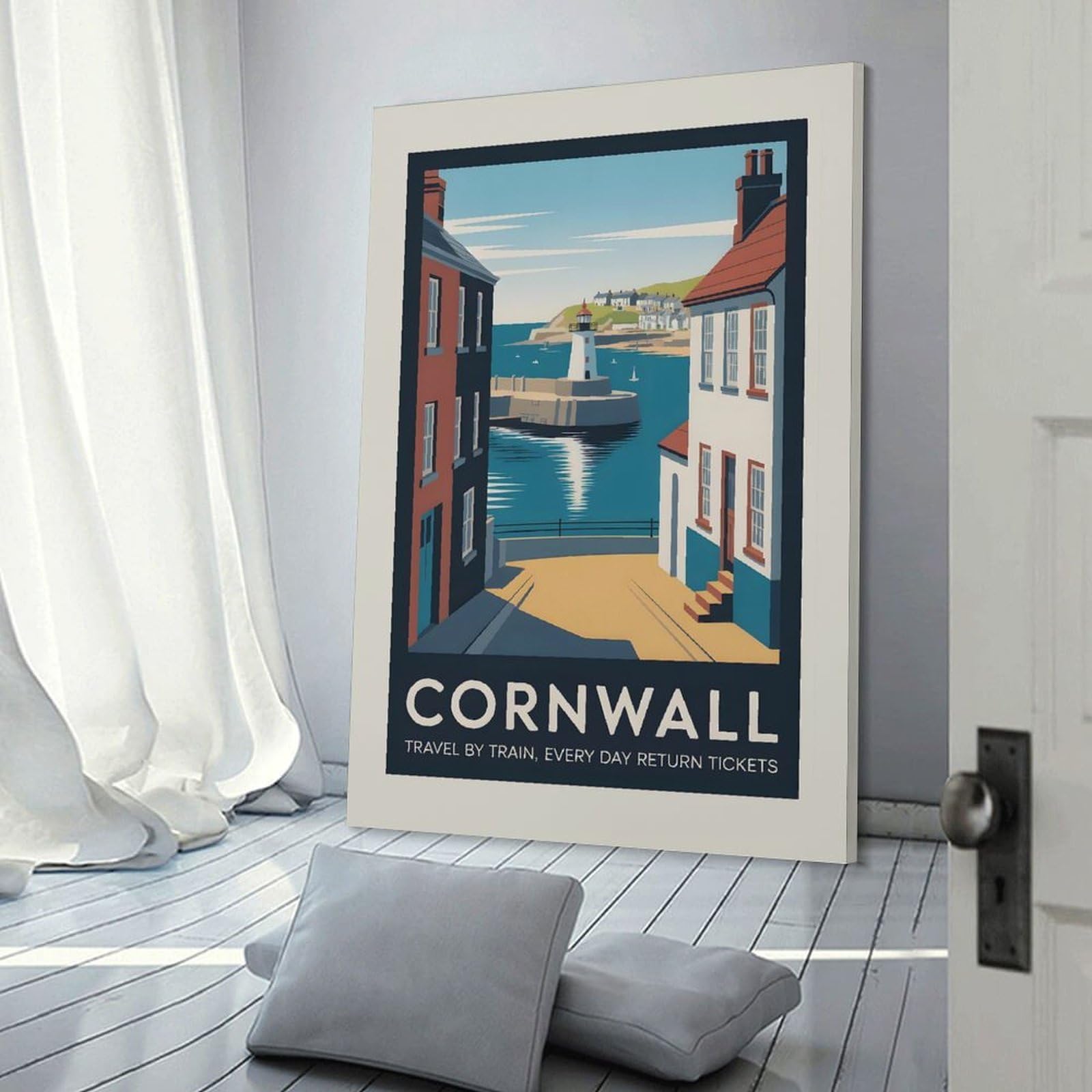 Junmoney Canvas Wall Decor Cornwall Travel (2), 20x30inch(50x75cm), for Gallery Wall Layouts in Home Or Office, Home Wall Art for Statement Displays