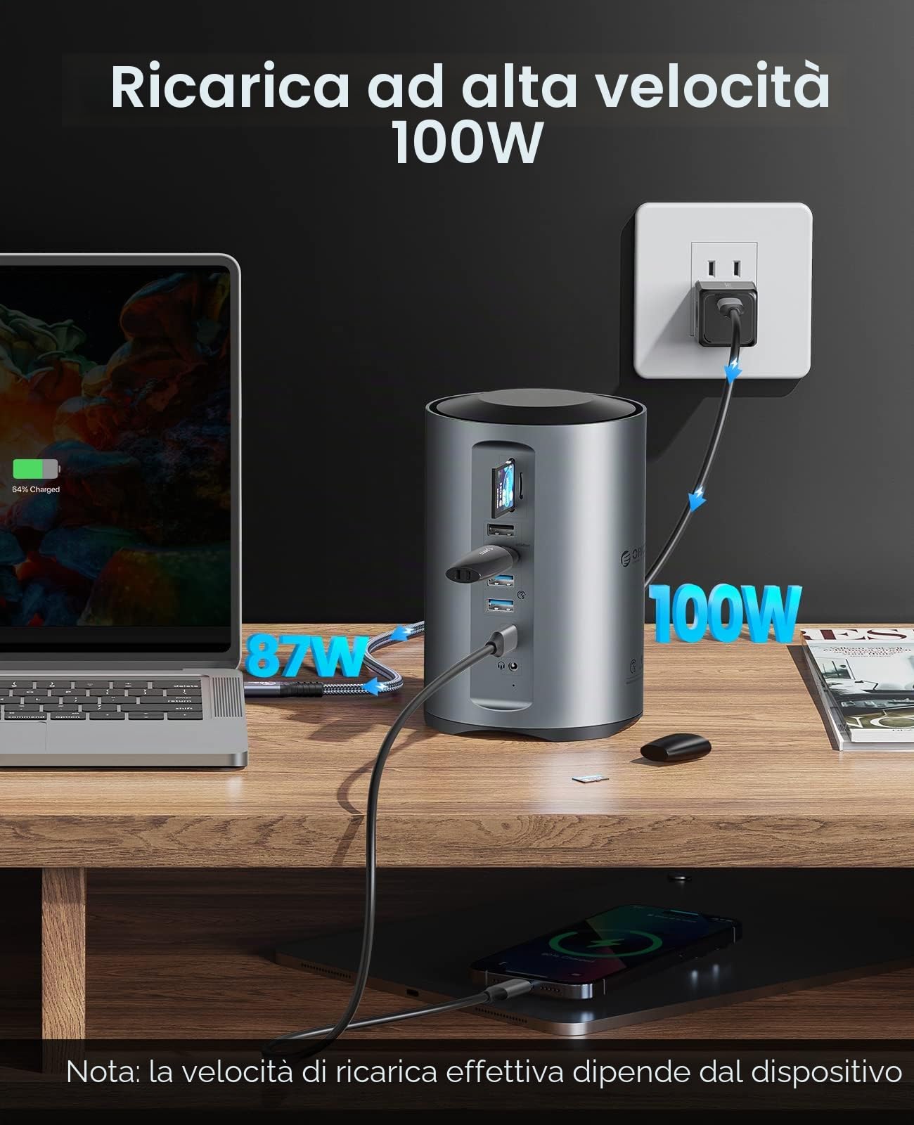 ORICO Docking Station USB C, 15 in 1 Hub Tre Monitor Con 100W PD, 2 USB-A 3.0+4 USB-A 2.0+1 USB-C 3.0, 3 HDMI 4K@60Hz, RJ45, 3.5mm, SD/TF per MacBook M1/Lenovo/Thinkpad/Dell/Hp