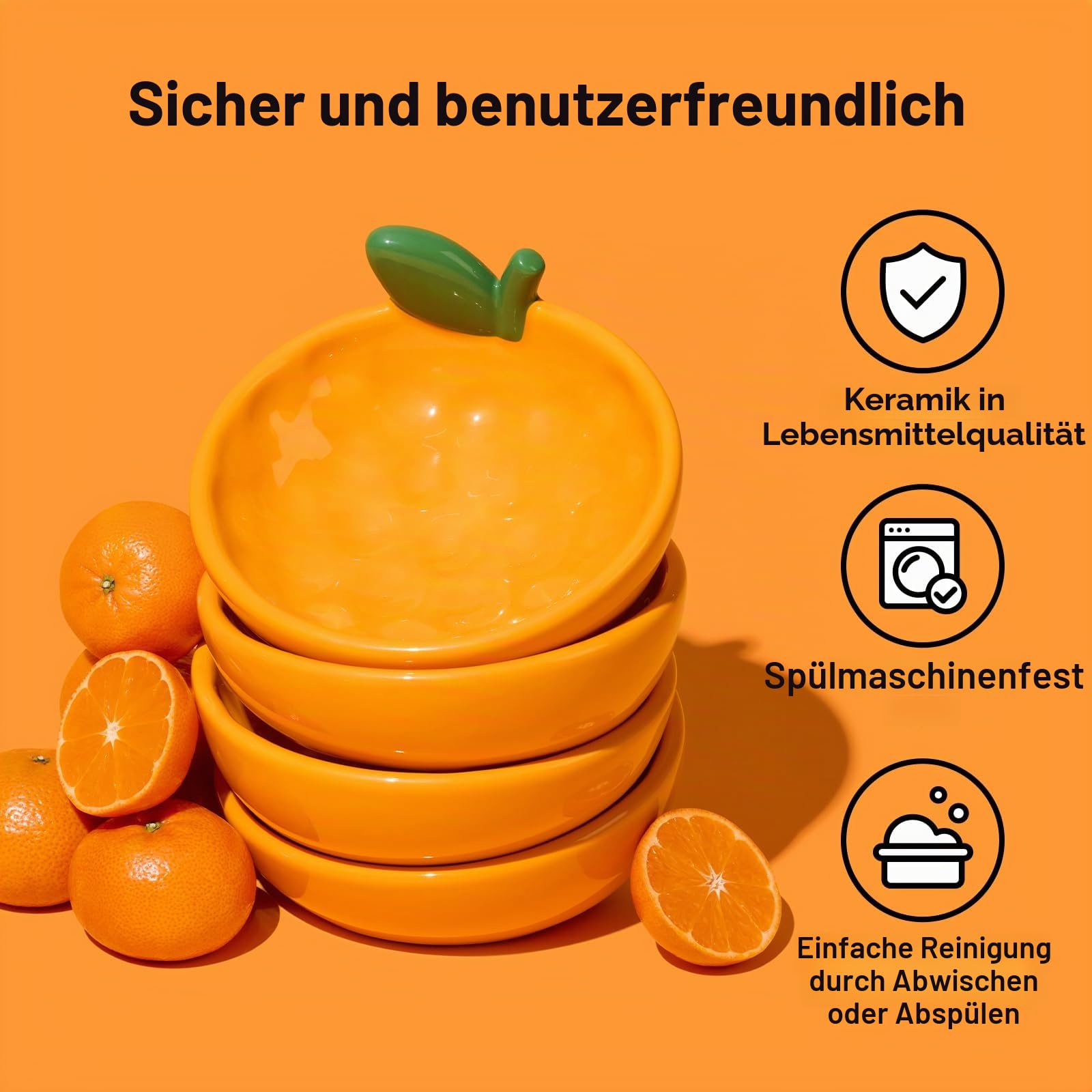 VETRESKA Futternapf aus Keramik, geneigtes Design, Futterspender für Futter und Wasser | Katzennäpfe gegen Erbrechen für Indoor-Katzen, niedlicher Mandarinen-Katzennapf, spülmaschinenfest