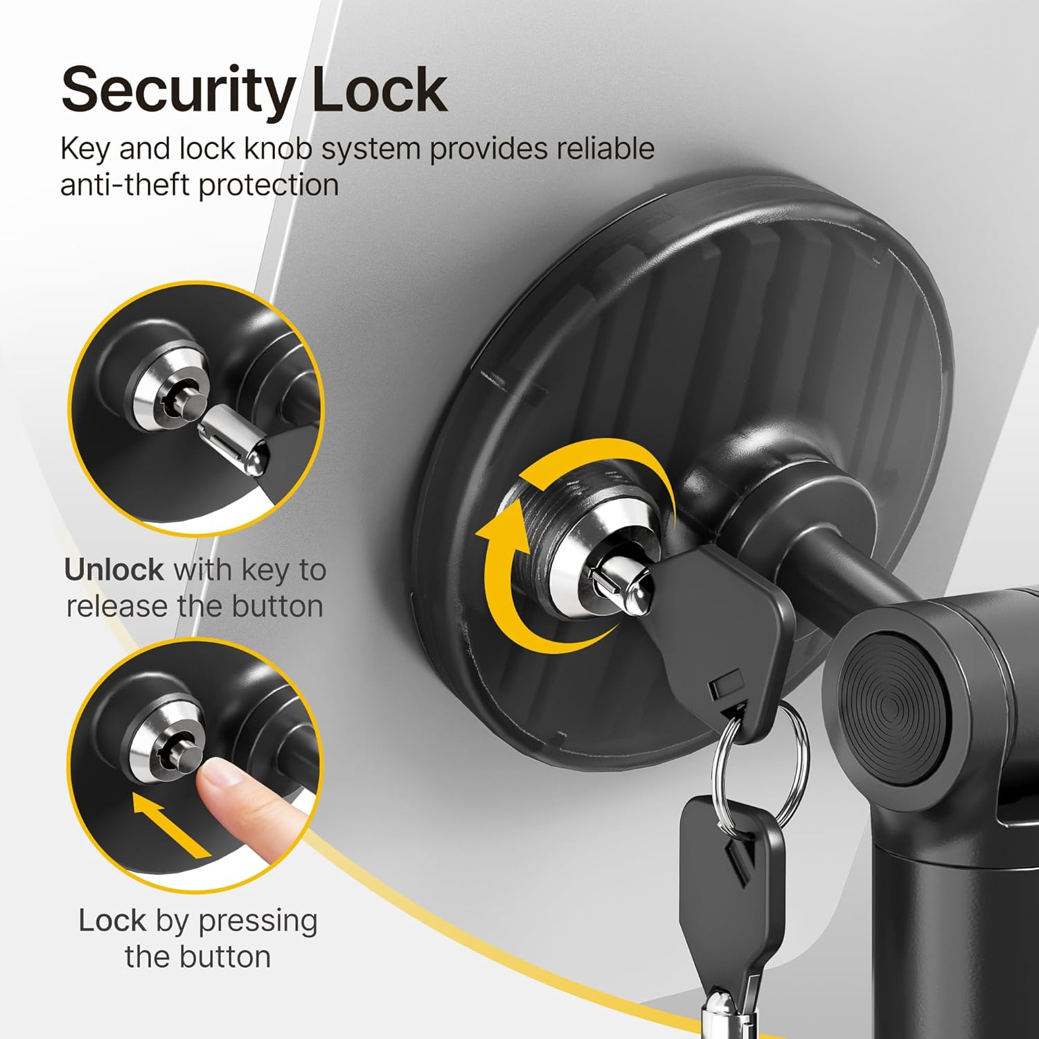 monTEK Anti-Theft Tablet Wall Mount, Universal Tablet Kiosk with Security Lock Fit 7”-15” Screen Size, Compatible with Ipad Series and Samsung Tab, Frameless Design, Black