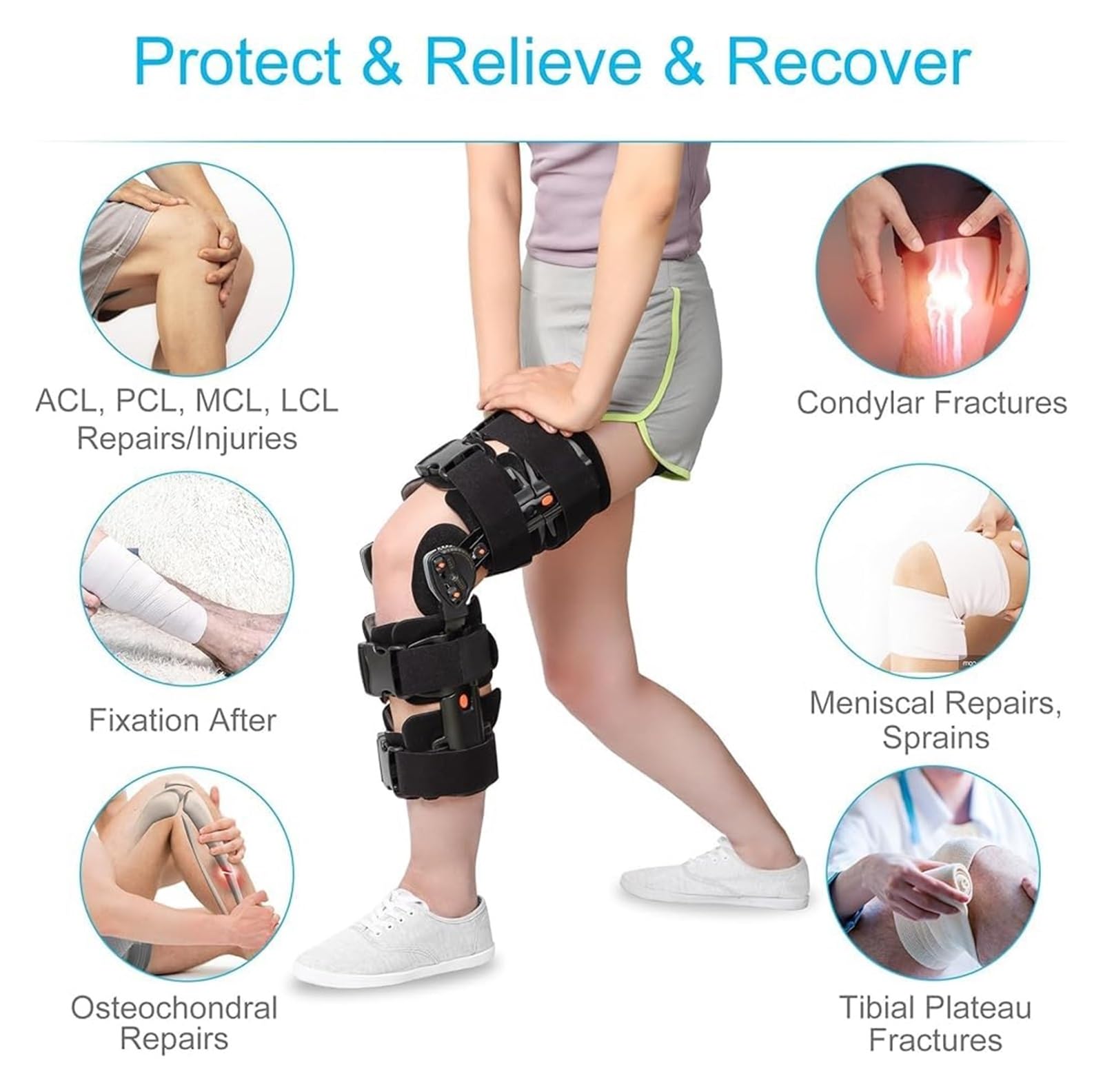 Rodillera Bisagras，Poste OP Inmovilizador Rodilla - Soporte para Lesiones de LCA/LCP, Menisco, Artrosis y Postoperatorio - Estabilizador Deportivo Unisex
