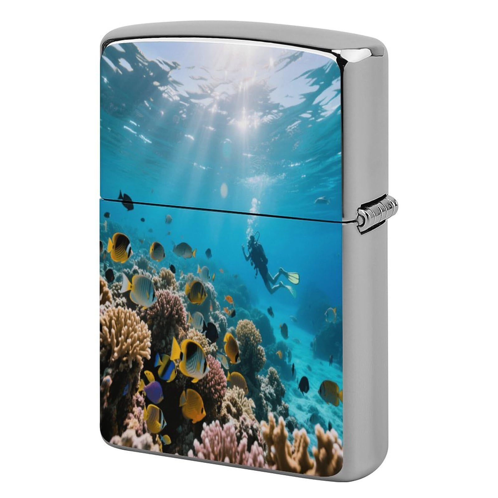 Fekiloot Style Great Barrier Reef Underwater World Lighter Case Cover Metal Lighter Case