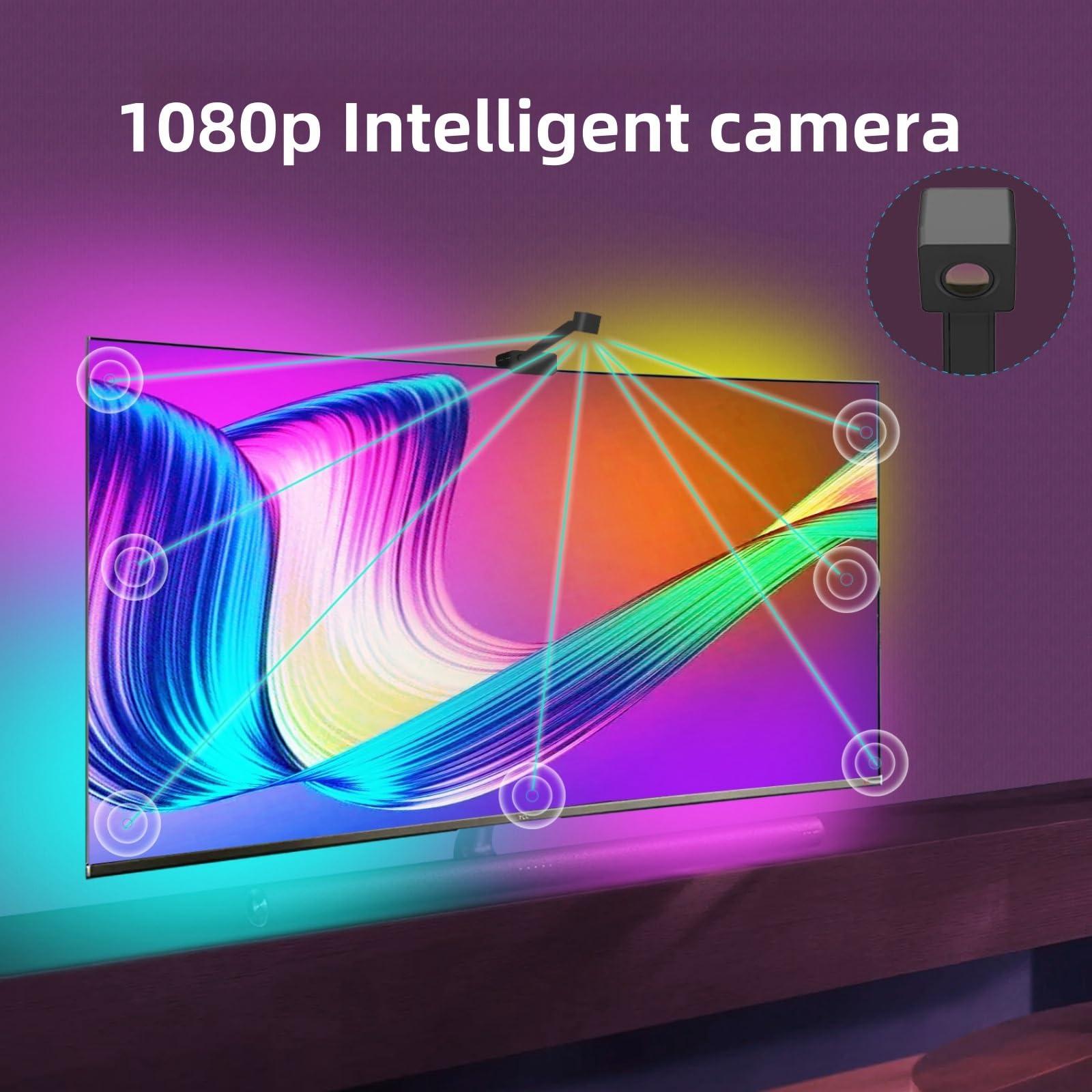 Retroilluminazione TV Sincronizzata con Lo Schermo Graffiti App TV Screen Colour Picker Luci LED TV Che Si Sincronizzano con La TV RGB Full Color LED Sfondo TV Smart SYNC Strip Light