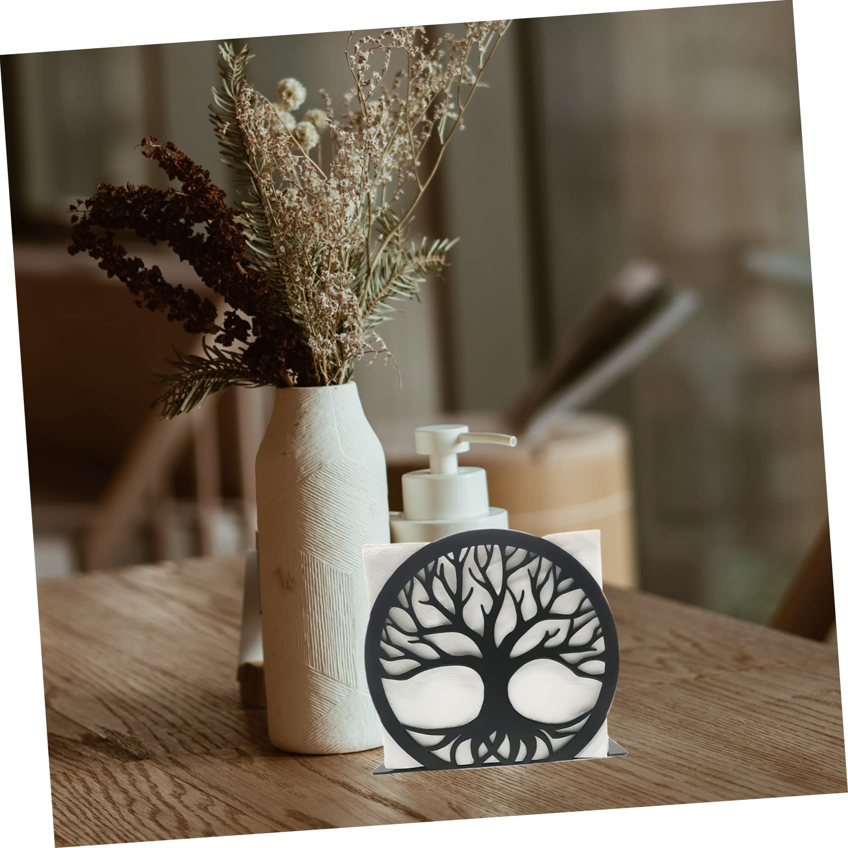 Mikinona Portatovaglioli da Cucina in Acciaio Inossidabile Nero Design Traforato Resistente e Facile Accesso, per Decorare Tavoli in Casa e Durante le Feste