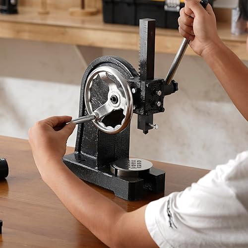 Miniatura 8 de VEVOR Prensa de eje manual de 1 tonelada con volante, altura máxima de 5.9 pulgadas, prensa manual de escritorio de hierro fundido de alta