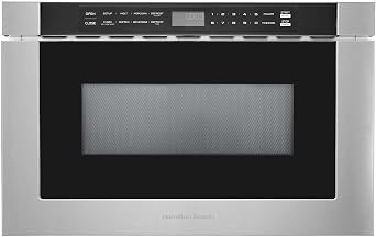 HAMILTON BEACH 23.5 Inch Built-In Drawer Microwave Oven, 1.1 Cu. Ft., Touchscreen Control, Stainless Steel, Flat-Bed Design, Electric Drawer Open