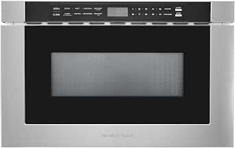 Hamilton Beach 23.5 Inch Built-In Drawer Microwave Oven, 1.1 Cu. Ft., Touchscreen Control, Stainless Steel, Flat-Bed Design, Electric Drawer Open