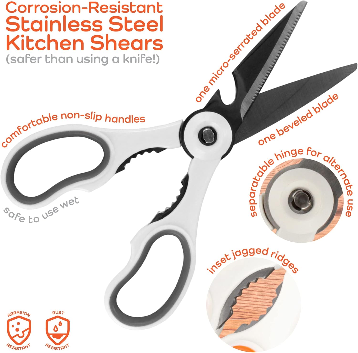Premium 4-in-1 Kitchen Shears with Paring Knife Set - 3 Sets (9 Scissors & 3 Knives)