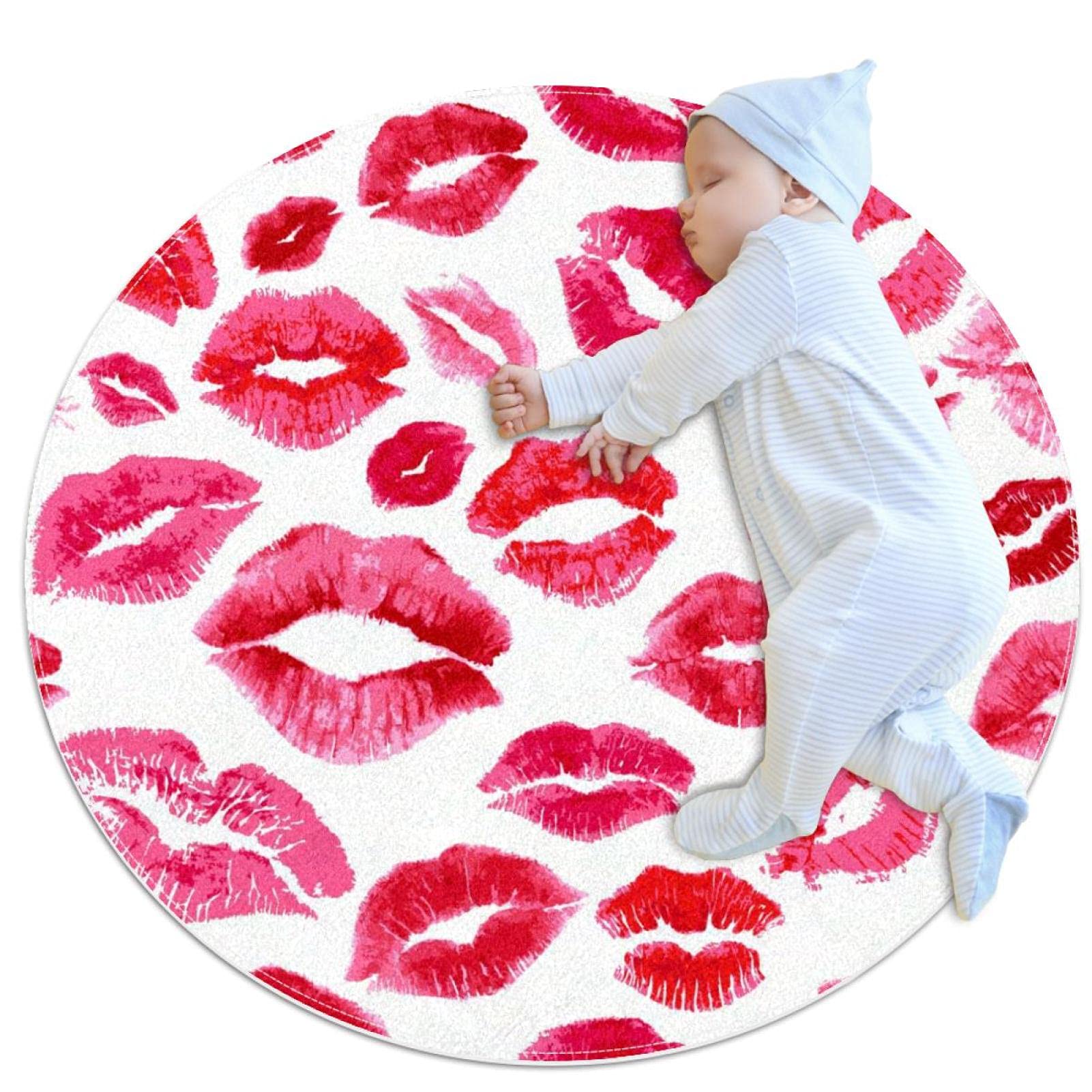 Tapis de jeu pour enfants JDEZ tapis rond de sol 80x80cm pour activités de motricité