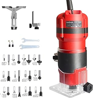 Router Tool 800W for Woodworking Tools Compact Edge Trimmer with 15 1/4" Router Bit Set 31000r/Min 110V,Tool Box Edge Guide, Roller Guide, Dust Hood