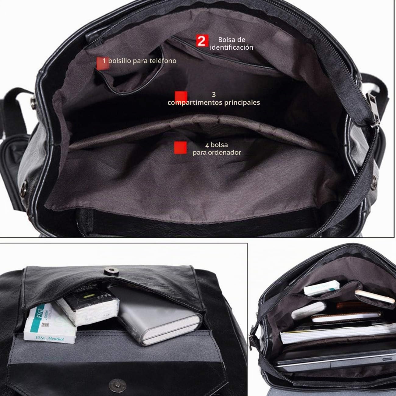 Mochila de cuero vintage casual para hombres y mujeres, bolsa para laptop, bolsas unisex estilo clásico