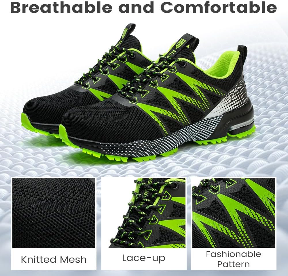 Steel Toe Shoes for Men Women Non Slip Safety Work Shoes Comfortable Lightweight Steel Toe Sneakers for Warehouse Industry