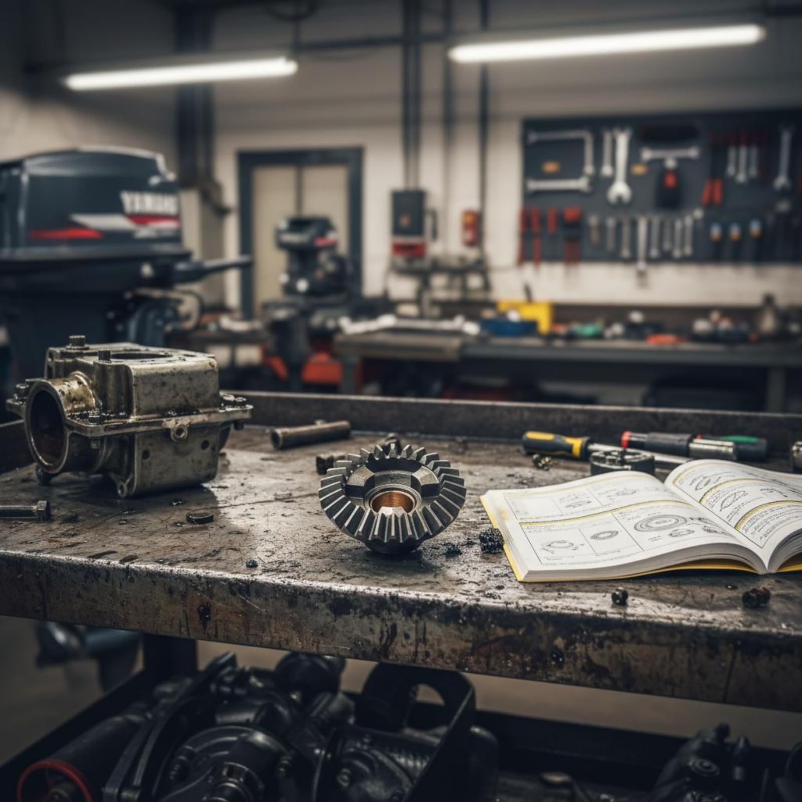 Marine Engine Component Kit Ingranaggi Piede Barca Ingranaggio Trasmissione Motore Ricambio Metallo Coppia Regolare Adatto per Officine Servizio Nautico