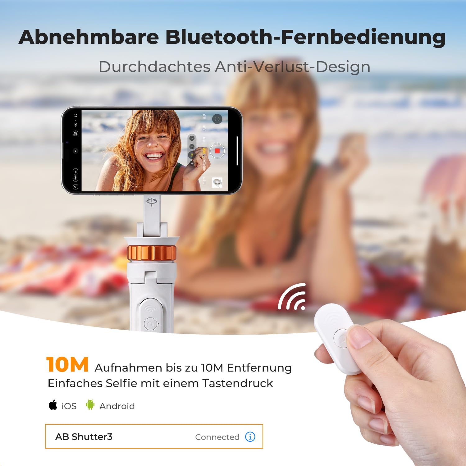 K&F CONCEPT MS19 Magnet Selfie Stick,162CM Handy Stativ mit Abnehmbarer Fernbedienung, Stativ für Smartphone, Mini-Stativ Kompatibel mit iPhone Samsung und Android Handys(Weiß)