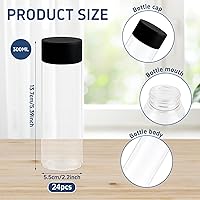Vista 2 de Rainmae 24 Pcs Sensory Bottles with Lids, 10 oz/ 300 ml Leakproof Clear Plastic Water Bottles Reusable Empty Sensory Bottles for Sensory Crafts
