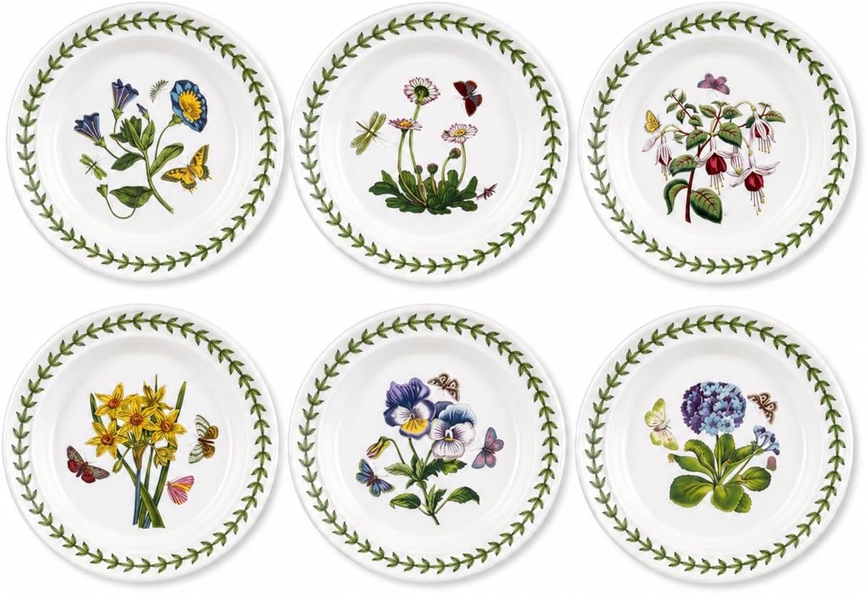 Portmeirion Botanic Garden Side Plates - Assorted Floral Patterns, Set of 6