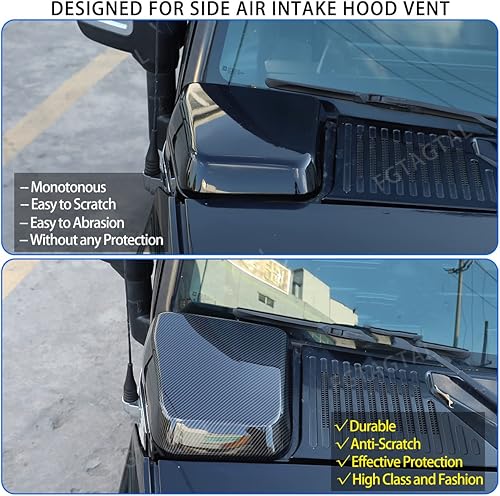 Miniatura 2 de Cubierta de ventilación de campana de entrada de aire lateral compatible con Hummer H2 2003-2009, accesorios de protección de cubierta de