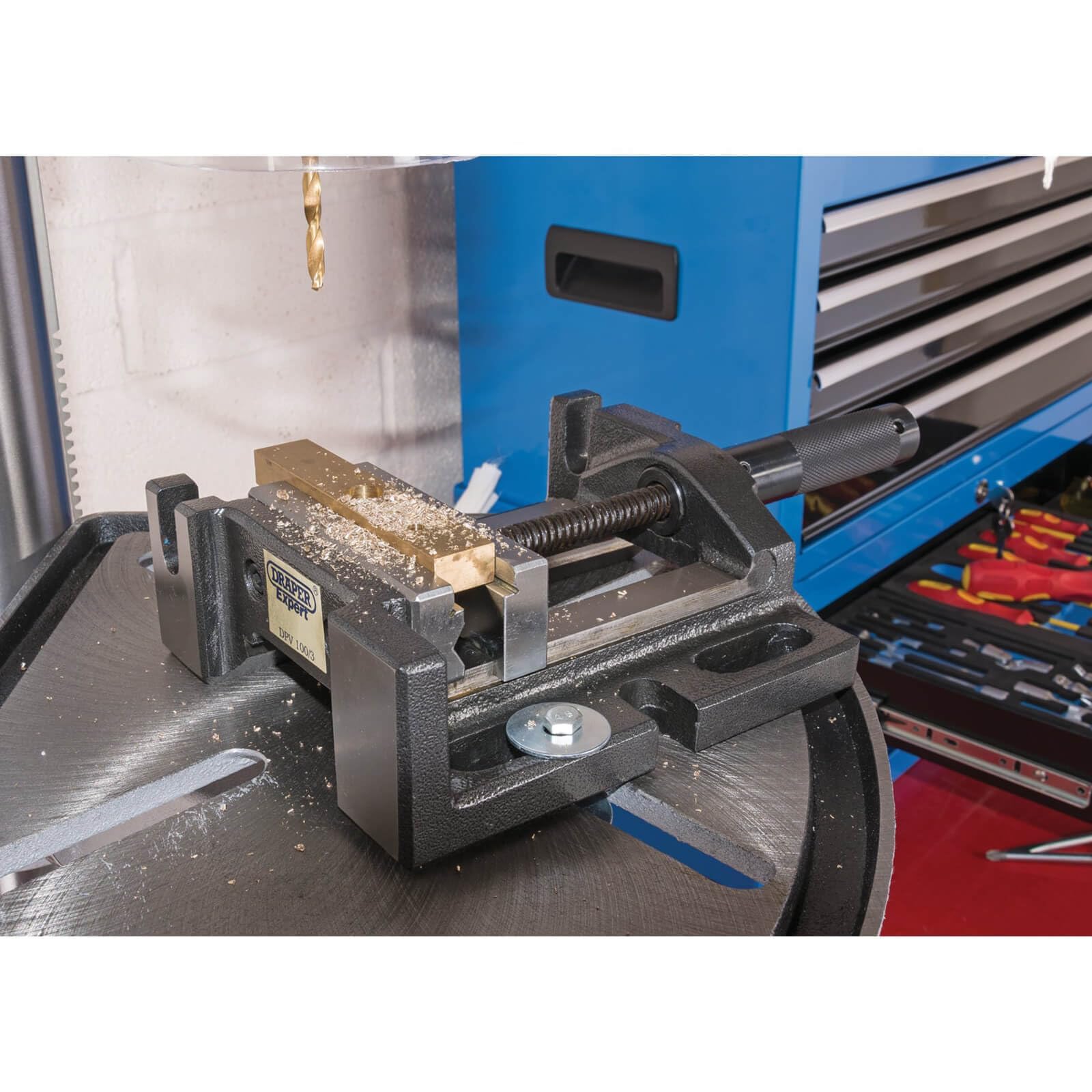 Draper Expert 64585 Étau pour perceuse à 3 voies Bleu 100 mm
