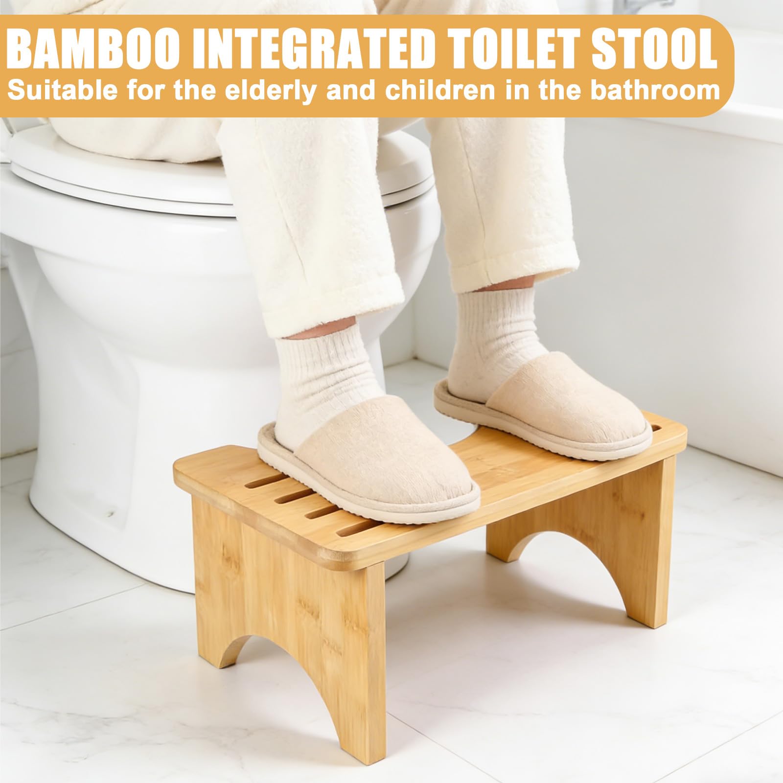 Sgabello per WC in bambù: sgabello pieghevole per WC per adulti e bambini, per combattere la stitichezza e il gonfiore