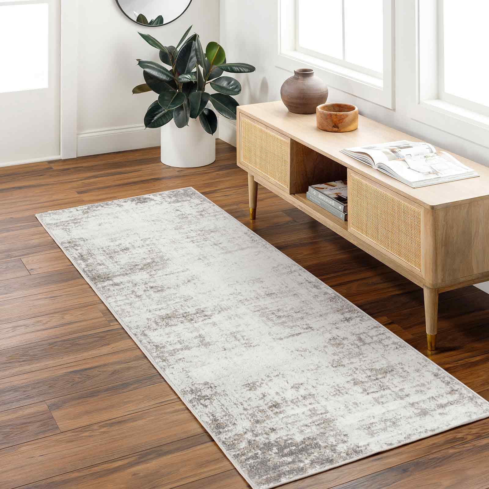Livabliss Utrecht Abstract Rug, Runner Rugs Living Room 80x220 cm, Hallway, Dining Room Area, Modern Marble Large Rug, Soft Easy Care Medium Pile, Brown, Grey, Off-White