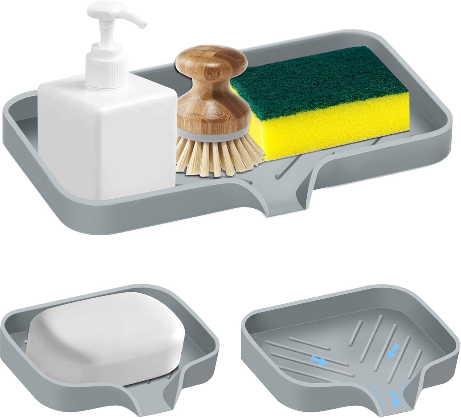 Amazon.com: Kitchen Sink Tray,3 Pcs Silicone Sponge Holder for Kitchen ...