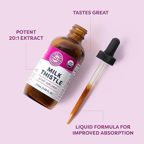 Miniatura 3 de Vimergy Cardo mariano - Apoya la función hepática* - Promueve la digestión saludable* - Certificado USDA orgánico, vegano, sin gluten - 3.9 fl oz