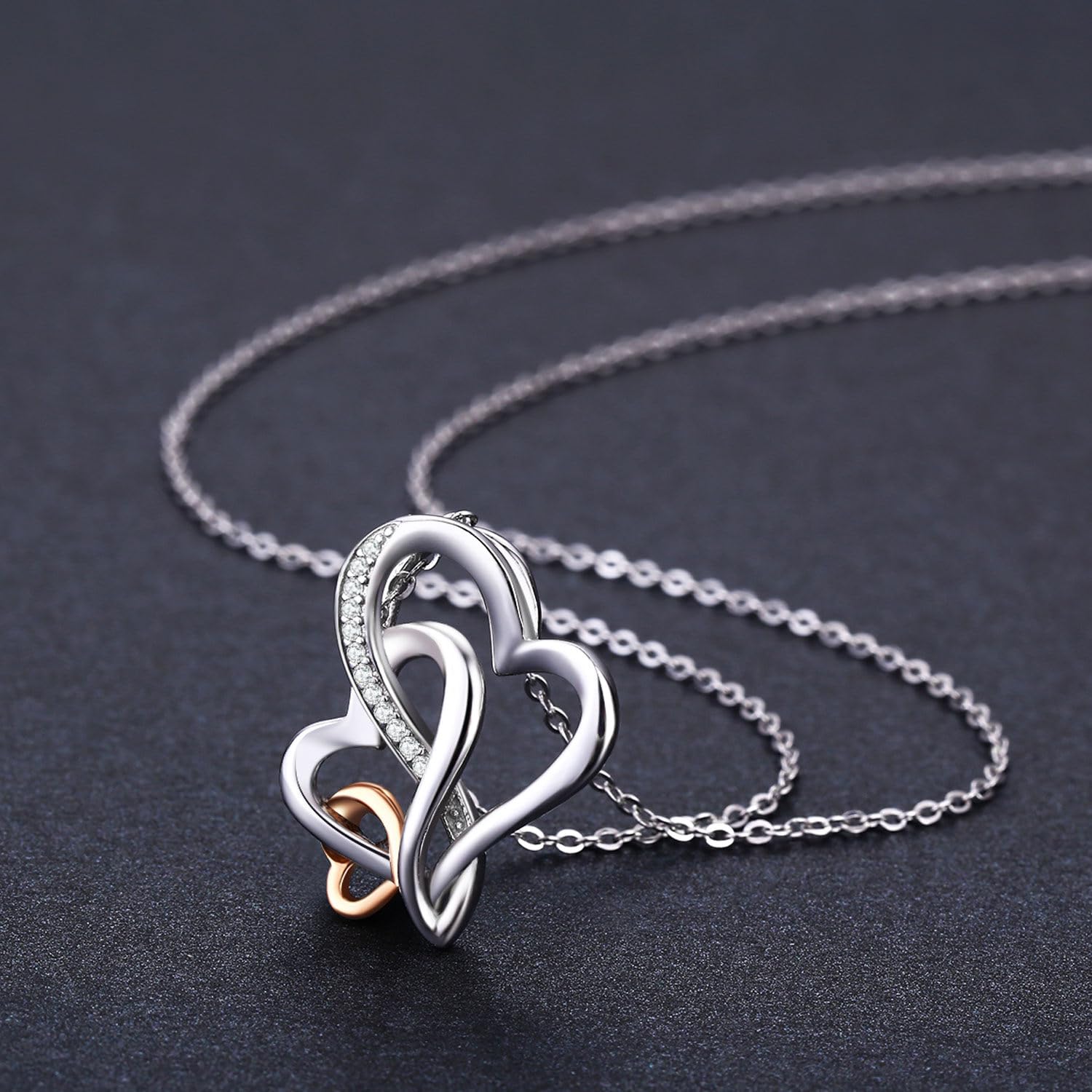 REDSUN Collana a tre cuori in argento Sterling 925 placcato in oro rosa – tre generazioni gioielli per nonna, madre, figlia, collana a cuore infinito da donna, regalo per la festa della mamma, moglie