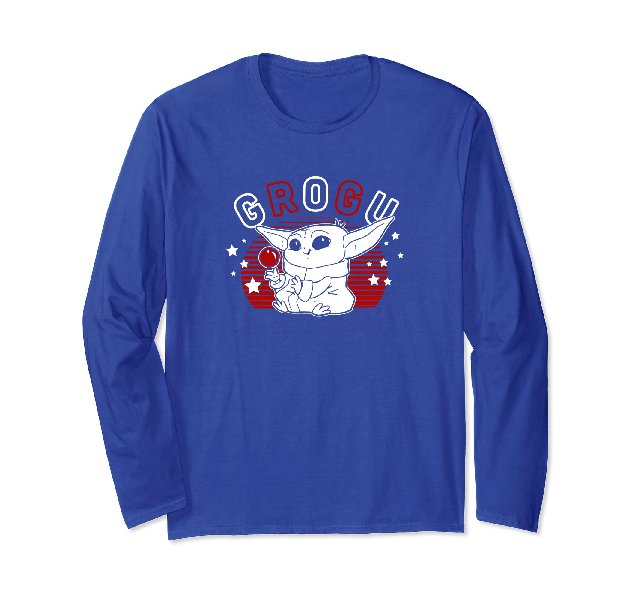 Star Wars: The Mandalorian Fourth Of July Grogu Lines Stars Long Sleeve T-Shirt, Blue