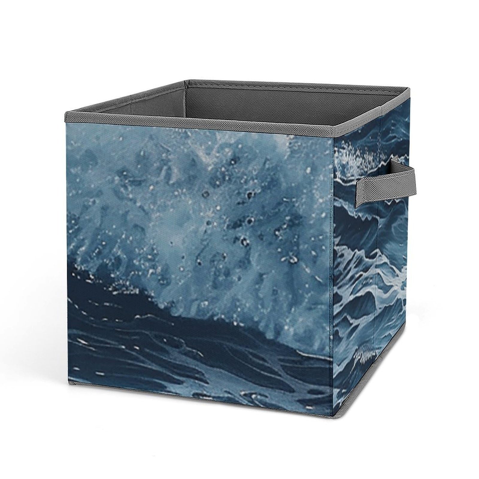 BTCOWZRV Waves in The Cube Storage Bins - 11 Inch Heavy Duty Fabric Closet Bins for Shelves, Cube Organizer - Collapsible Storage Boxes with Handle Decorative Clothing Storage Baskets