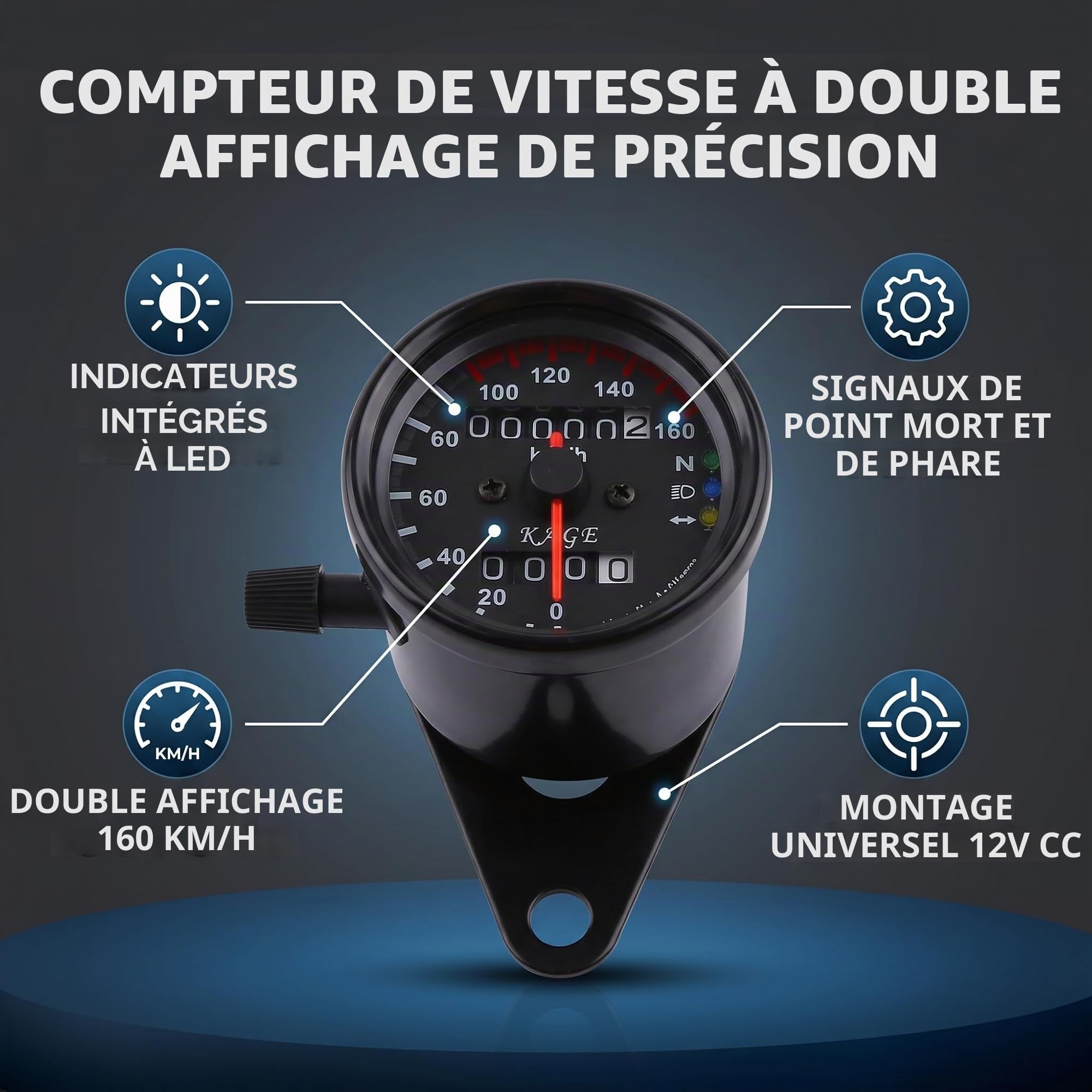 Compteur Pour Scooter, Moto LED double indicateur odomètre tachymètre, 1 pc universel moto odomètre compteur de vitesse jauge Signal double affichage numérique