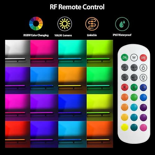 Miniatura 3 de Luz LED enlazable para arandela de pared de 144 W, RGBW 5000 K, luz LED que cambia de color con control remoto RF, tira de luces LED impermeables