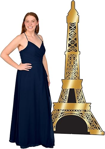 Miniatura 4 de Beistle Soporte de fotos grande de cartón de 6 pies y 1 pulgada x 3 pies de la torre Eiffel para bailes, decoración de telón de fondo de fiesta