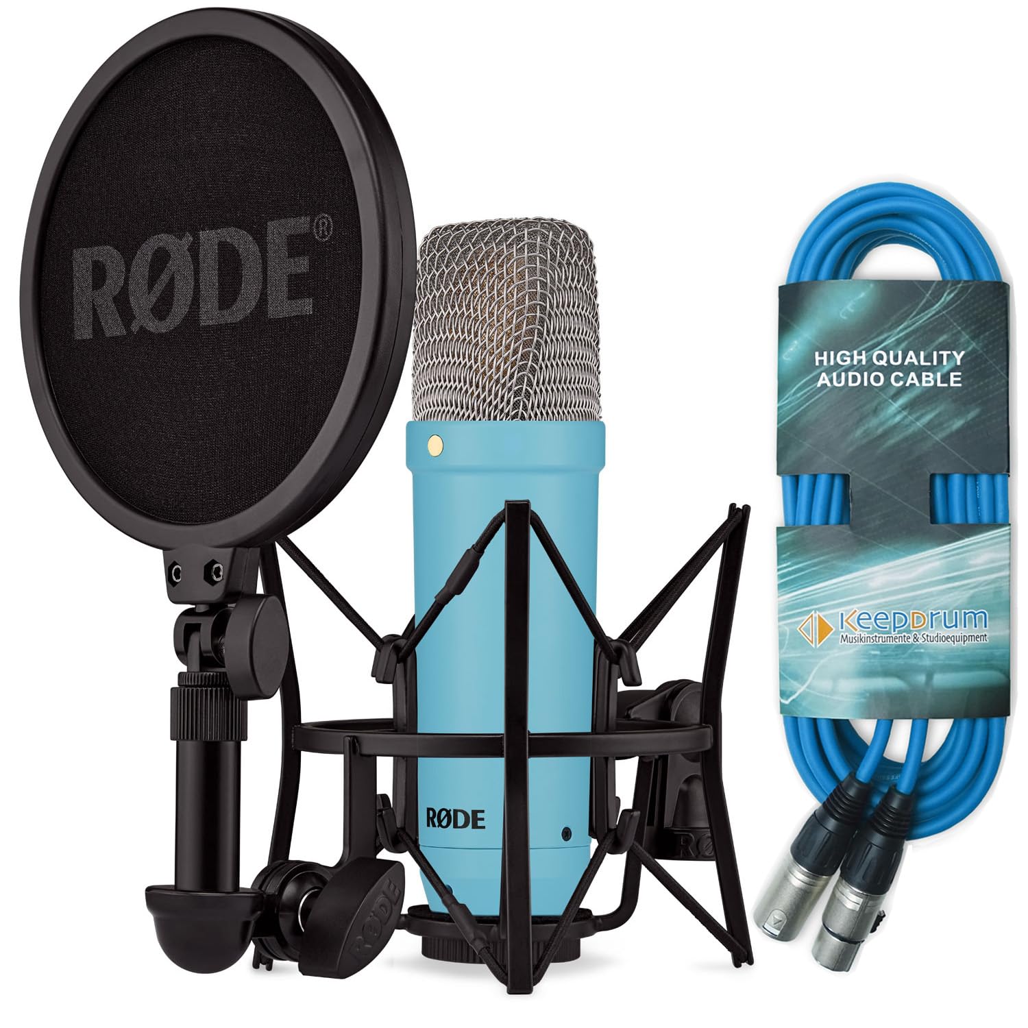 Rode NT1 Signature Blue Studio-Mikrofon Blau + keepdrum XLR-Kabel Blau