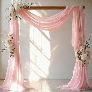 Dusty Rose Wedding Arch Draping Fabric - 31" x 20FT Sheer Chiffon Panel - Wrinkle-Free Backdrop Drapery for Ceremony, Bridal Shower, Arbor Decoration, Party & Event Décor, Dusty Rose, 2 Panels