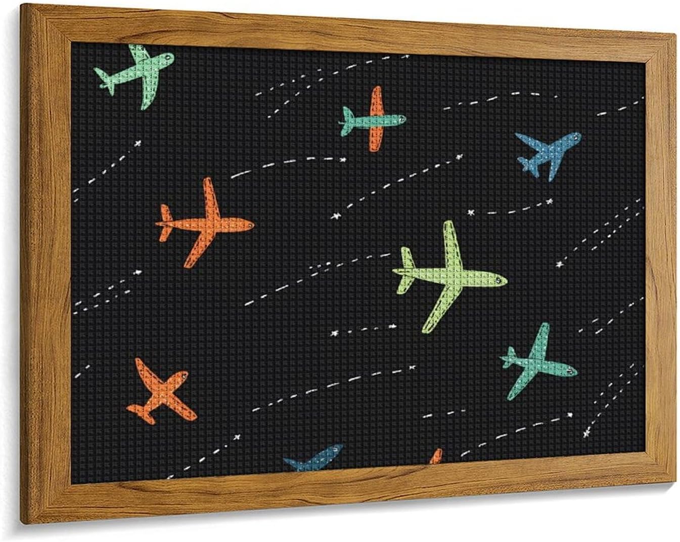 Airplane Printed Diamond 5D Painting Kits DIY Full Drill Crafts for Home Wall Decor 16x20 Inch Yellow Wood 50 * 40cm